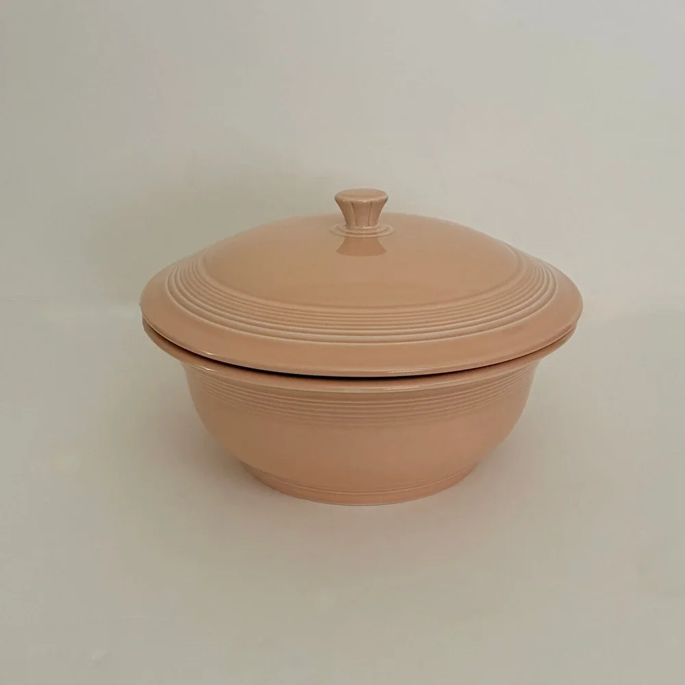Vintage FIESTA Apricot Covered Lidded Casserole Homer Laughlin Ceramic Made USA